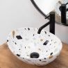 Waschbecken, Hera Terrazzo, 41x33 cm, ohne Armaturenloch, Aufsatzmontage