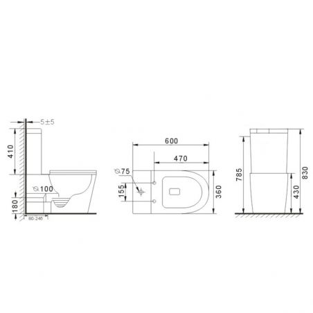 Toilettenschüssel EGO Dario, Rimless, Tank inklusive, 2-St., Weiß glänzend, Bodenmontage, Duroplast Slim Soft-Close-Deckel inkl.