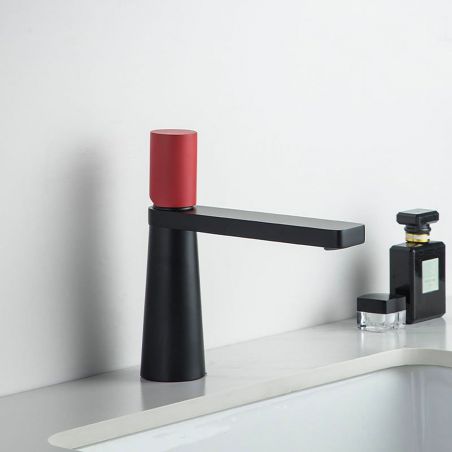 Waschbeckenarmatur Pilar, Schwarz/Rot, Höhe 18,5 cm, Waschbeckenmontage