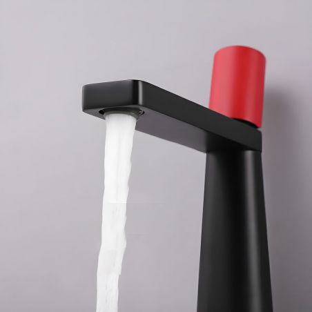 Waschbeckenarmatur Pilar, Schwarz/Rot, Höhe 18,5 cm, Waschbeckenmontage