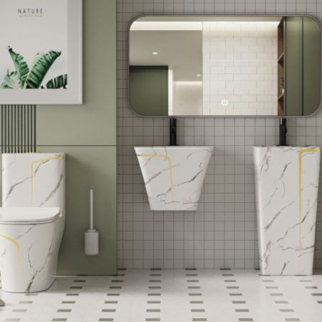 Standwaschbecken Lazio Marble, 43x35x85 cm, Bodenmontage, mit Hahnloch, Sanitärkeramik, Royalty Line by Ego