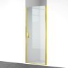 Duschtür, schwenkbar, Mattgold, 6mm klares gehärtetes Glas, Maße 80-90x195 cm, Azure