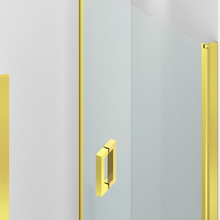 Duschtür, schwenkbar, Mattgold, 6mm klares gehärtetes Glas, Maße 80-90x195 cm, Azure