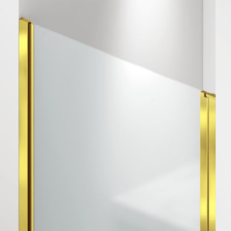 Duschtür, schwenkbar, Mattgold, 6mm klares gehärtetes Glas, Maße 80-90x195 cm, Azure