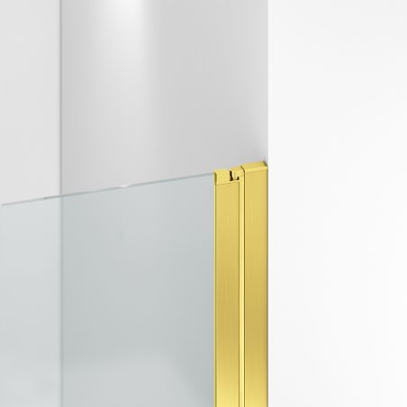 Duschtür, schwenkbar, Mattgold, 6mm klares gehärtetes Glas, Maße 80-90x195 cm, Azure