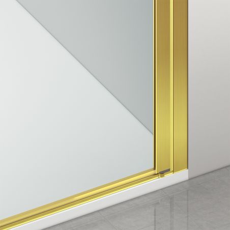 Duschtür, schwenkbar, Mattgold, 6mm klares gehärtetes Glas, Maße 80-90x195 cm, Azure