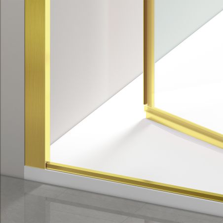 Duschtür, schwenkbar, Mattgold, 6mm klares gehärtetes Glas, Maße 80-90x195 cm, Azure