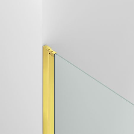 Duschtür, schwenkbar, Mattgold, 6mm klares gehärtetes Glas, Maße 80-90x195 cm, Azure