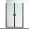 Duschtür, transparent, Pendeltür, Mattschwarz, 6 mm Sicherheitsglas, Maße: 100, 120, 140 x 195 cm, Napoli