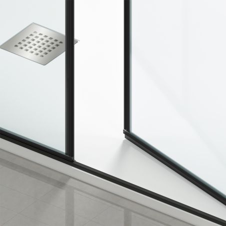 Duschtür, transparent, Pendeltür, Mattschwarz, 6 mm Sicherheitsglas, Maße: 100, 120, 140 x 195 cm, Napoli