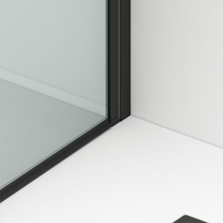Duschtür, transparent, Pendeltür, Mattschwarz, 6 mm Sicherheitsglas, Maße: 100, 120, 140 x 195 cm, Napoli