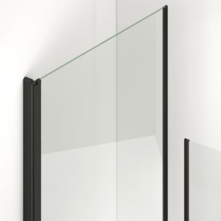 Duschtür, transparent, Pendeltür, Mattschwarz, 6 mm Sicherheitsglas, Maße: 100, 120, 140 x 195 cm, Napoli