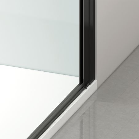Duschtür, transparent, Pendeltür, Mattschwarz, 6 mm Sicherheitsglas, Maße: 100, 120, 140 x 195 cm, Napoli