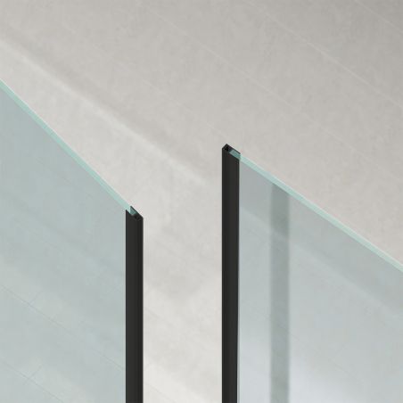 Duschtür, transparent, Pendeltür, Mattschwarz, 6 mm Sicherheitsglas, Maße: 100, 120, 140 x 195 cm, Napoli