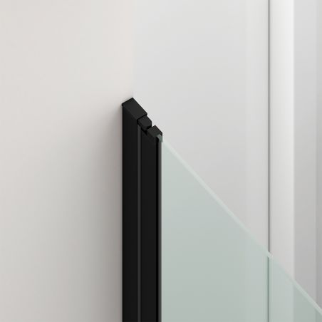 Duschtür, transparent, Pendeltür, Mattschwarz, 6 mm Sicherheitsglas, Maße: 100, 120, 140 x 195 cm, Napoli