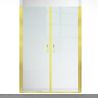Duschtür, transparent, Pendeltür, Mattgold, 6 mm Sicherheitsglas, Maße: 100, 120, 140 x 195 cm, Napoli