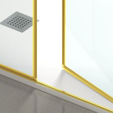 Duschtür, transparent, Pendeltür, Mattgold, 6 mm Sicherheitsglas, Maße: 100, 120, 140 x 195 cm, Napoli