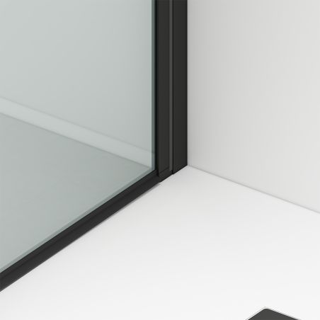 Duschkabine, 6 mm Sicherheitsglas, Transparent, Mattschwarz, 2 Drehtüren, Größen 70, 80, 90 x 195 cm, Hera