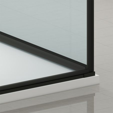 Duschkabine, 6 mm Sicherheitsglas, Transparent, Mattschwarz, 2 Drehtüren, Größen 70, 80, 90 x 195 cm, Hera