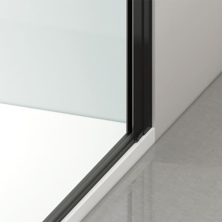 Duschkabine, 6 mm Sicherheitsglas, Transparent, Mattschwarz, 2 Drehtüren, Größen 70, 80, 90 x 195 cm, Hera