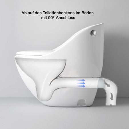 Santa Rimless WC, 69x46 cm, Einbautank, Weiß, Bodenmontage, Soft-Close-Deckel inklusive, Lizenzlinie von Ego