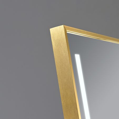 LED-Spiegel, Boden- oder Wandmontage, goldener Rahmen, Touch-Bedienung, 3 Lichtfarben, Anti-Beschlag, 5 mm, 60x165 cm, Mirage