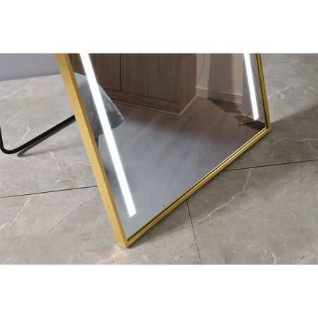 LED-Spiegel, Boden- oder Wandmontage, goldener Rahmen, Touch-Bedienung, 3 Lichtfarben, Anti-Beschlag, 5 mm, 60x165 cm, Mirage