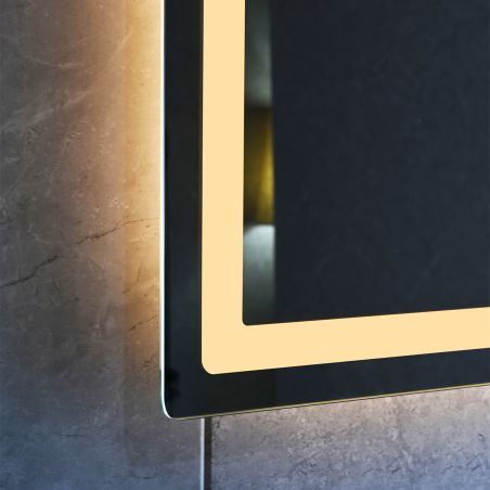 LED-Spiegel, Kosmetiklupe, Anti-Beschlag, Touch-Funktion, 3 Lichtfarben, 5 mm Glas, Größen: 70–80 x 60–90–100–120–140 cm, Velora