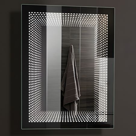 3D-Spiegel mit RGB-LED und Fernbedienung, 5 mm Glas, Maße 70 x 90 cm, Infinity