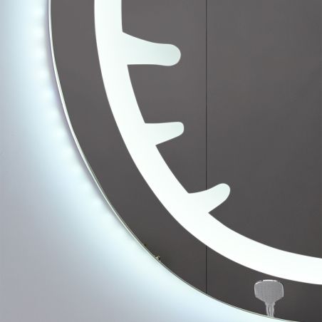 LED-Spiegel, 5 mm Glas, Anti-Beschlag, Touch-Taste, 3 Lichtfarben, Einstellbare Helligkeit, Maße 80x70 cm, Hello Kitty