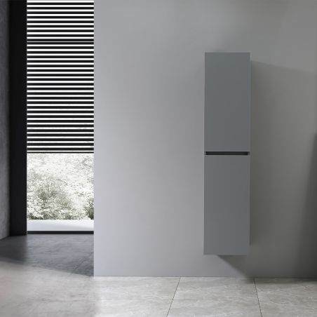 Möbel mit seitlichem Schrank, Waschbecken aus gesintertem Stein, MDF, Soft-Close, 2 Schubladen, Grau, 100x50x58 cm, Combo