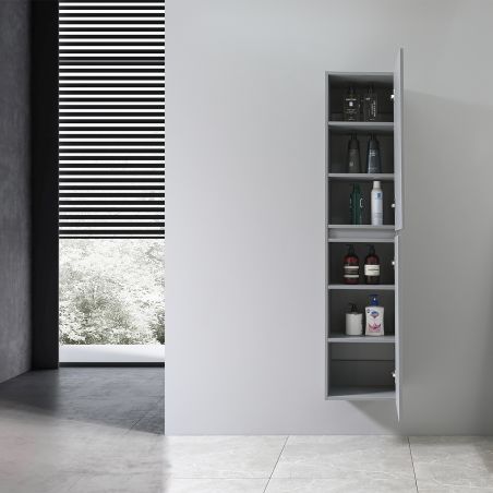 Möbel mit seitlichem Schrank, Waschbecken aus gesintertem Stein, MDF, Soft-Close, 2 Schubladen, Grau, 100x50x58 cm, Combo