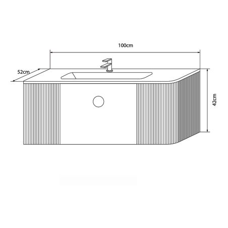 Badezimmermöbel aus MDF mit Corian-Komposit-Waschbecken, Maße: 100 x 52 cm, Soft-Close-System, Nest