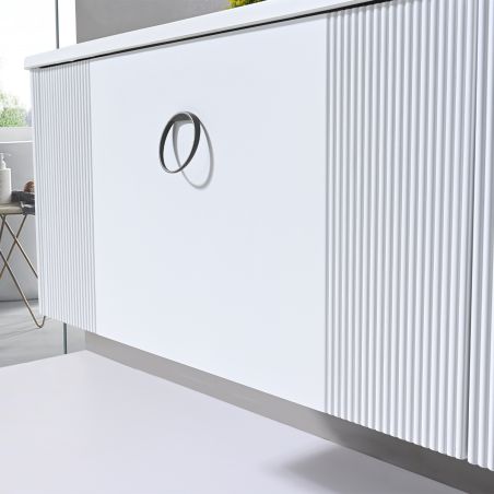 Badezimmermöbel aus MDF mit Corian-Komposit-Waschbecken, Maße: 100 x 52 cm, Soft-Close-System, Nest