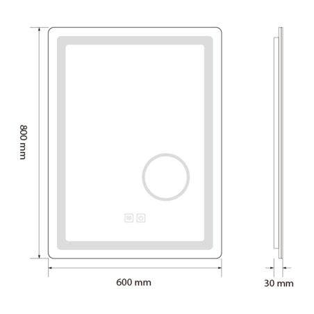LED-Spiegel, Kosmetiklupe, Anti-Beschlag, Touch-Funktion, 3 Lichtfarben, 5 mm Glas, Größen: 70–80 x 60–90–100–120–140 cm, Velora
