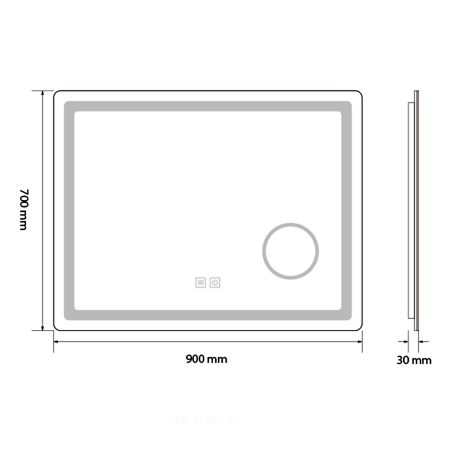LED-Spiegel, Kosmetiklupe, Anti-Beschlag, Touch-Funktion, 3 Lichtfarben, 5 mm Glas, Größen: 70–80 x 60–90–100–120–140 cm, Velora