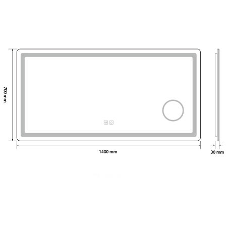 LED-Spiegel, Kosmetiklupe, Anti-Beschlag, Touch-Funktion, 3 Lichtfarben, 5 mm Glas, Größen: 70–80 x 60–90–100–120–140 cm, Velora