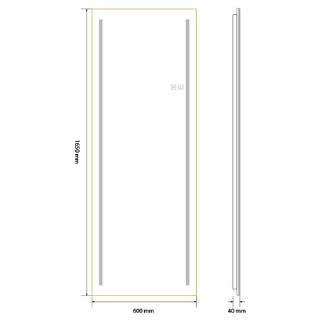 LED-Spiegel, Boden- oder Wandmontage, goldener Rahmen, Touch-Bedienung, 3 Lichtfarben, Anti-Beschlag, 5 mm, 60x165 cm, Mirage