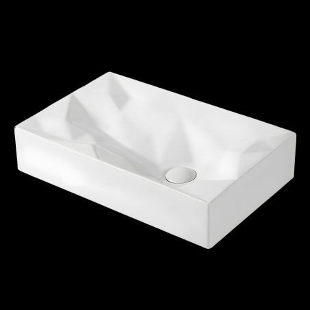 Washbecken Mistic, Glänzend Weiß, 56x35.5 cm, Aufsatzmontage, Sanitärkeramik