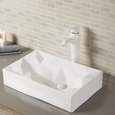 Washbecken Mistic, Glänzend Weiß, 56x35.5 cm, Aufsatzmontage, Sanitärkeramik Washbecken Mistic, Glänzend Weiß, 56x35.5 cm, Aufsatzmontage, Sanitärkeramik