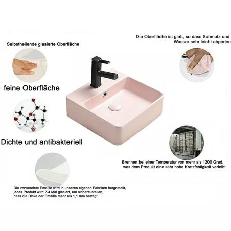 Waschbecken, Durchmesser 45 cm, Lachsrosa Matt, Power Colour, Aufsatzmontage, Sanitärkeramik, Michael
