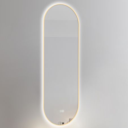 LED-Spiegel, Anti-Beschlag, 3 Lichtfarben, Touch, 5 mm, ultra-schlanker goldener Rahmen, Maße 50x100-40x120 cm, Victoria LED-Spiegel, Anti-Beschlag, 3 Lichtfarben, Touch, 5 mm, ultra-schlanker goldener Rahmen, Maße 50x100-40x120 cm, Victoria