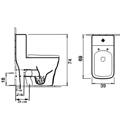 WC Lazio Marble, Rimless, 69x39 cm, integrierter Spülkasten, Weiß, Bodenmontage, Soft-Close Deckel, Royalty Line von Ego