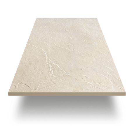 Lastra Wandpaneel, Mineralverbundstoff, Abmessungen 244 x 90-60 cm, Creme, Schieferoptik, Gelcoat, zuschneidbar