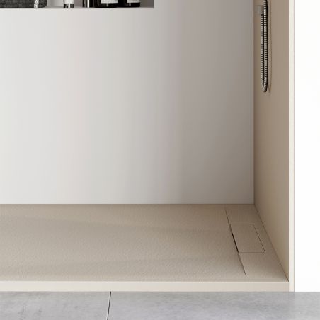 Lastra Wandpaneel, Mineralverbundstoff, Abmessungen 244 x 90-60 cm, Creme, Schieferoptik, Gelcoat, zuschneidbar
