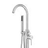 Freistehende Badewannenarmatur mit Handbrause, Strahlregler, freistehend, Messing, Chrom, Regal