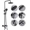 Thermostat-Duschsystem, 3 Funktionen, Wannenarmatur, Regendusche, Handbrause, Wandmontage, Matt Schwarz, Olympia