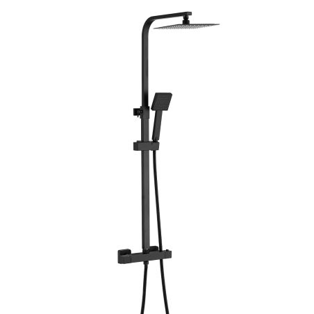 Thermostat-Duschsystem, 2 Funktionen, Regendusche, Handbrause, Wandmontage, Mattschwarz, Vitalio