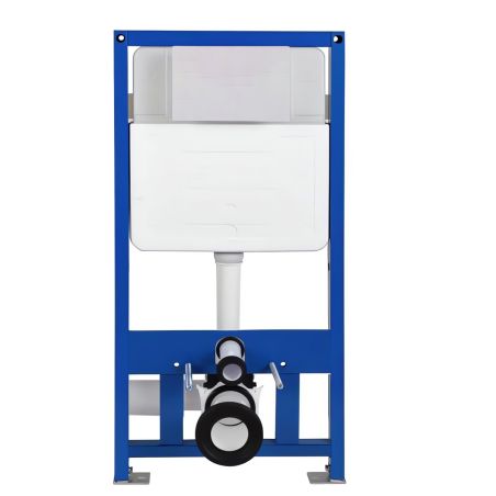 Rahmen, Unterputz-Spülkasten, 50 cm, 3/8 l, Edelstahl, Sensor-Betätigungsplatte aus weißem Sicherheitsglas mit schwarzen Tasten