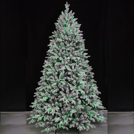 Künstlicher Weihnachtsbaum, beschneit, 3D-Zweige, RGB-LED mit 32 Modi, 250 cm, Fernbedienung, Metallständer, 4186 Zweige, Polar